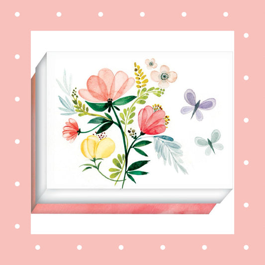 Ella Rose Butterfly Floral -Boxed Blank Note Cards -15 Cards