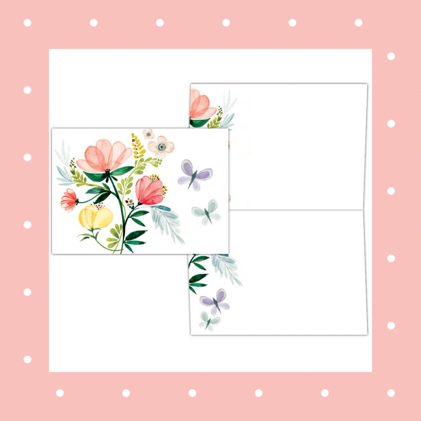Ella Rose Butterfly Floral -Boxed Blank Note Cards -15 Cards