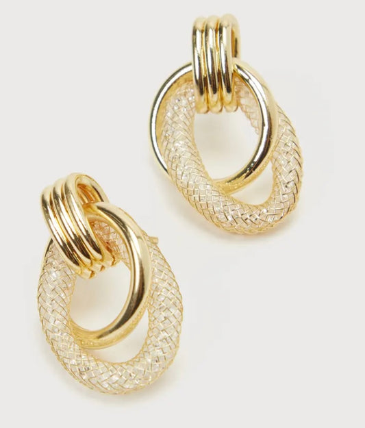 Gold Earrings - Interlocking Earrings - Door Knocker