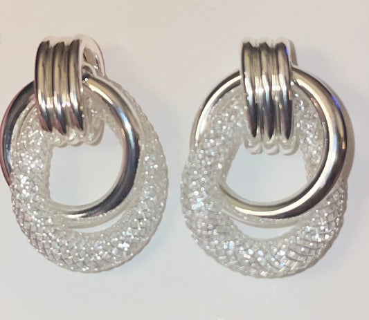 Silver Earrings - Interlocking Earrings - Door Knocker