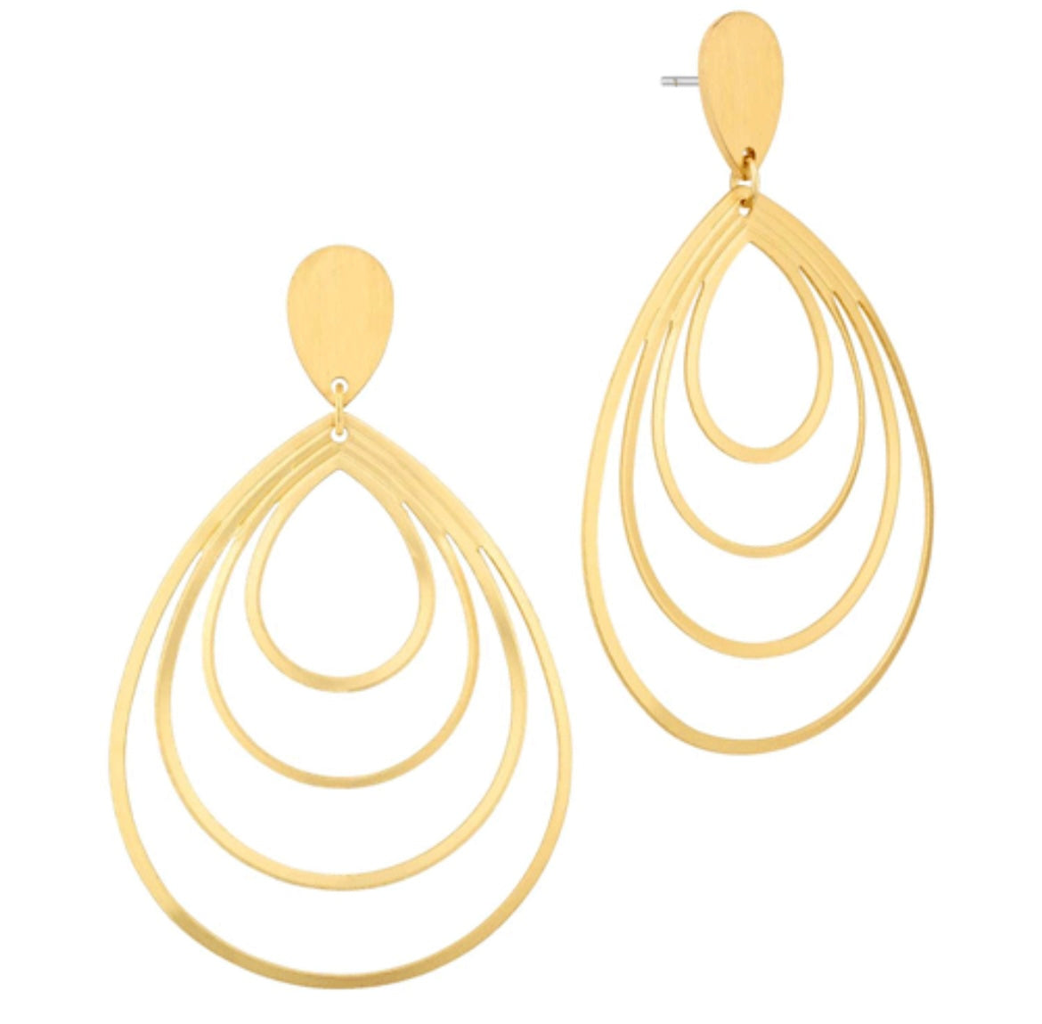 Layered Teardrop Earrings - Matt Gold