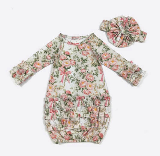 Clothing for Baby Girl - Garden Baby Gown fits Newborn to 3 Months