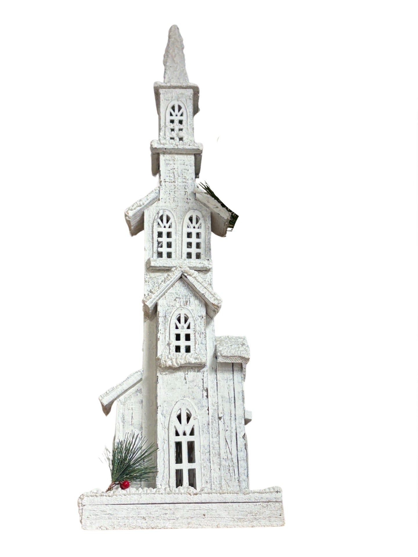 Lighted White Wooden Church 30”