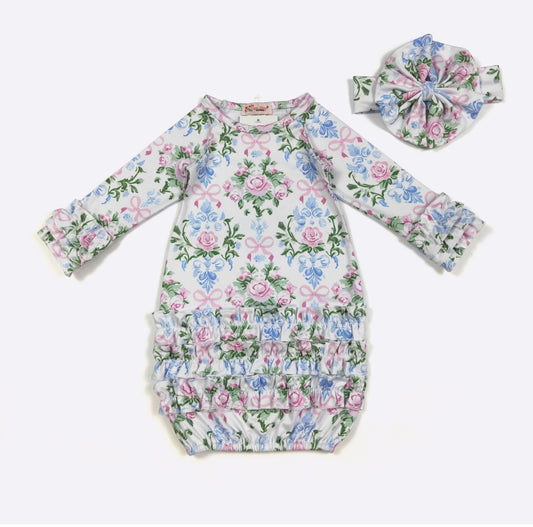 Clothing for Baby Girl - Victorian Garden Baby Gown fits Newborn to 3 Months