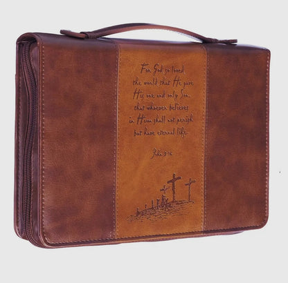 Bible Cover Classic Brown God So Loved the World John 3:16