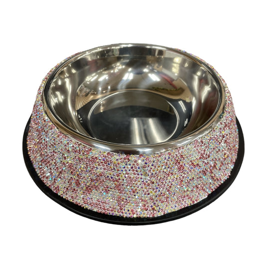 Bling Bling!! Pink Crystal Rhinestone Pet Bowl (stainless bowl is removable for washing)