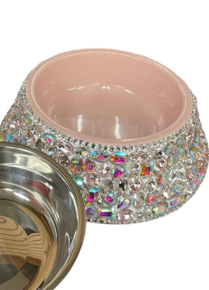 Bling Bling!! Pink Crystal Large Rhinestone Pet Bowl (stainless bowl is removable for washing)
