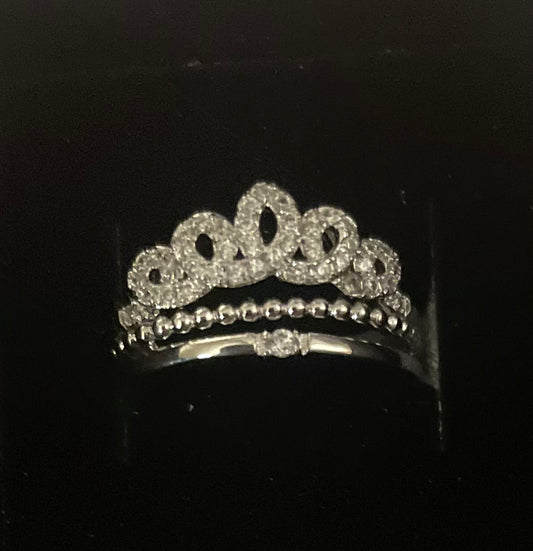 Gorgeous Ring - Tiara Crown Design - silver tone