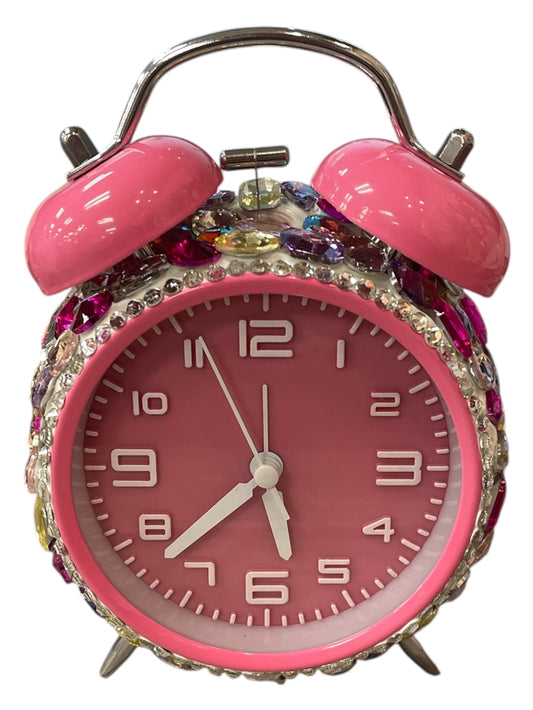 Bling Bling! Pink Multi-Stone Large Rhinestone Alarm Clock