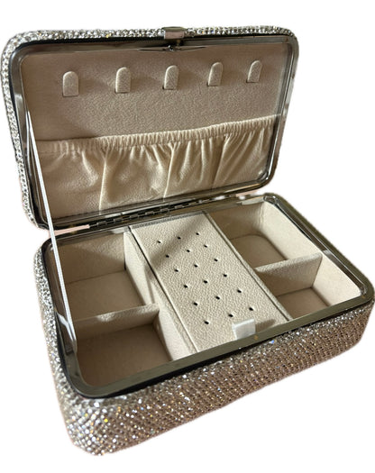 Bling Bling!! Crystal Rectangular Jewelry Case in three styles/ colors, Pink Heart, Silver & pink