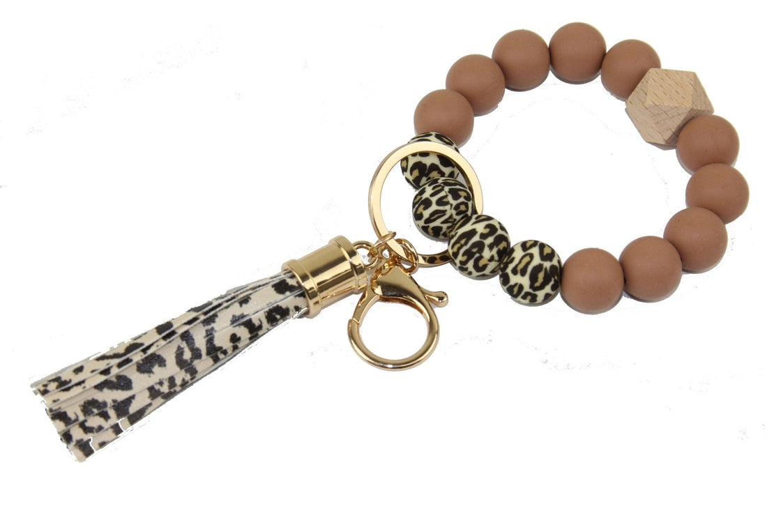 Animal Print Silicone Beaded Keyring/Keychain Bracelet