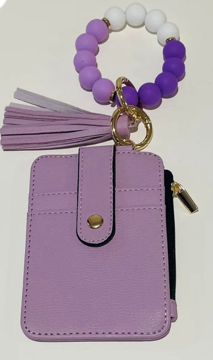 Wallet & Stretch Keychain Bangle Bracelet - Purple