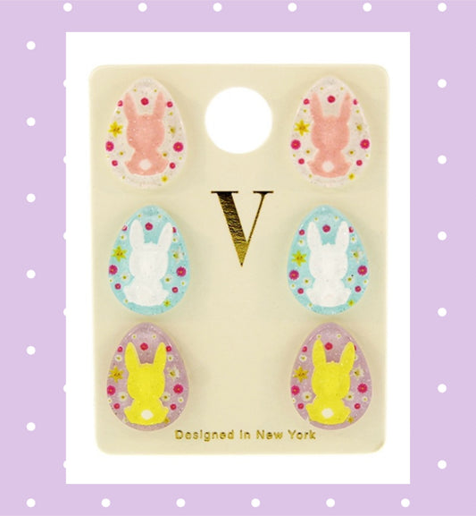 3 set assorted Easter egg theme multi-colored Stud Earrings