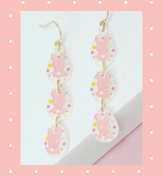 Easter Bunny Acrylic Earrings Pink