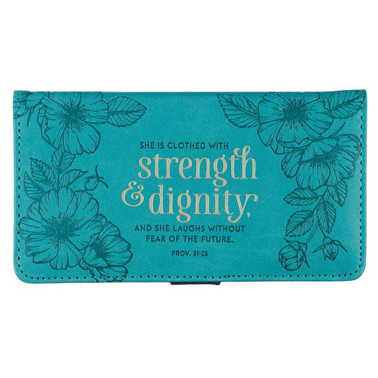 Checkbook Wallet Teal Strength & Dignity Prov. 31:25