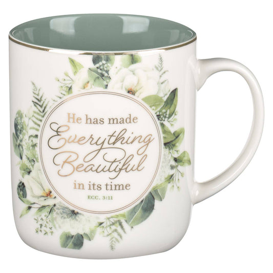 Mug Green Floral Everything Beautiful Ecc. 3:11