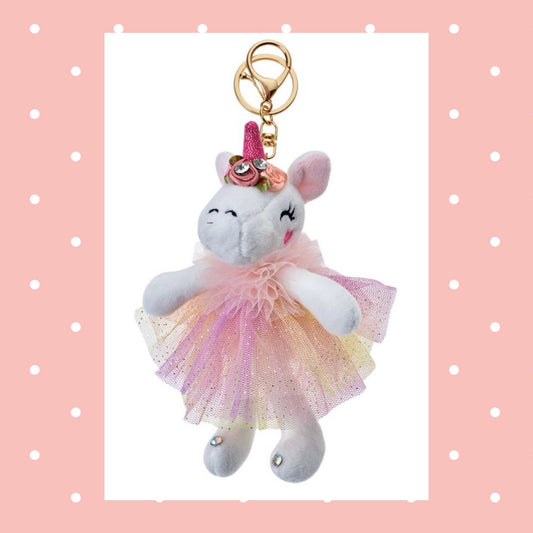 Bling Plush Pink Unicorn Bag Decor Charm - Keychain for purse, dance bag or book bag