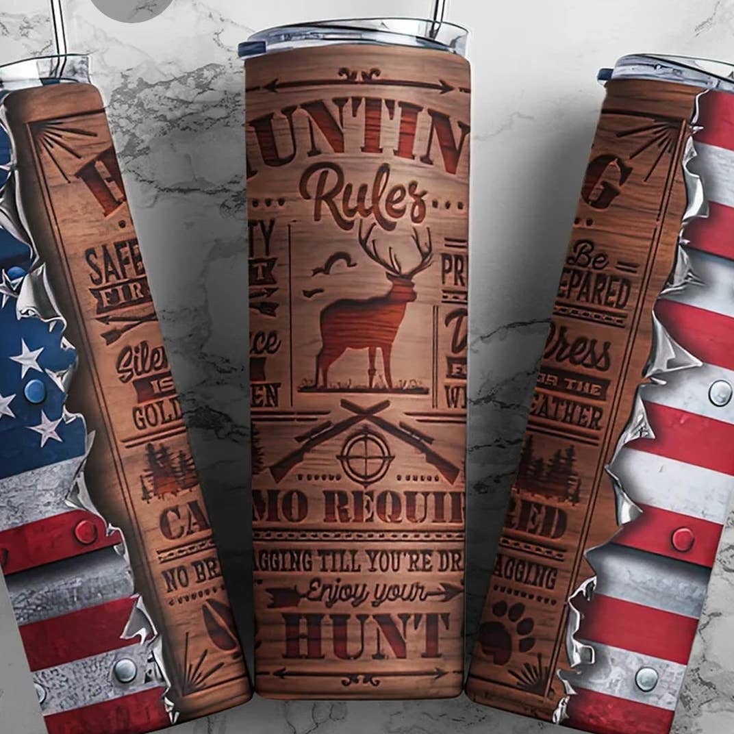 Americhunting Tumbler, Mens 20 oz Skinny Tumbler, Dad Gift