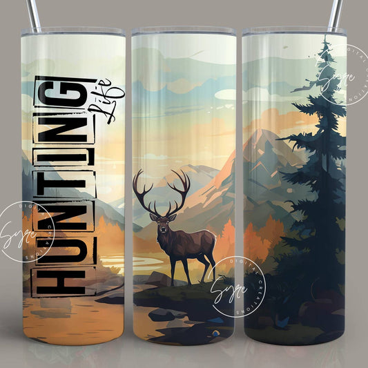 Hunting Season Life Tumbler, 20oz Skinny Tumbler, Deer Cup