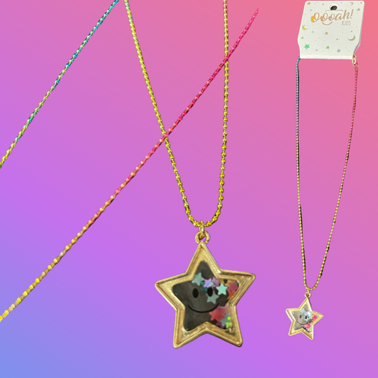 Oooah! Kids Star Necklace with floating stars and multicolored chain