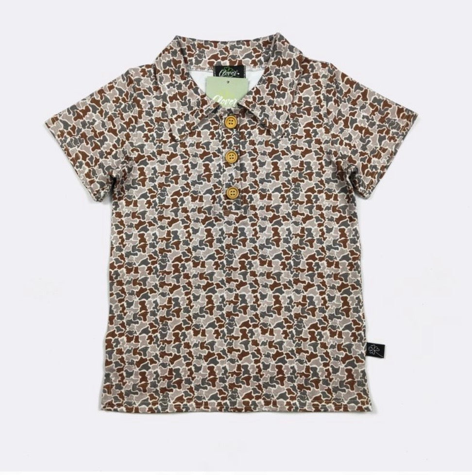 Clothing for Baby Boy - Distressed Camo Boy Collar Shirt
