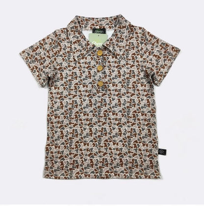 Clothing for Baby Boy - Distressed Camo Boy Collar Shirt
