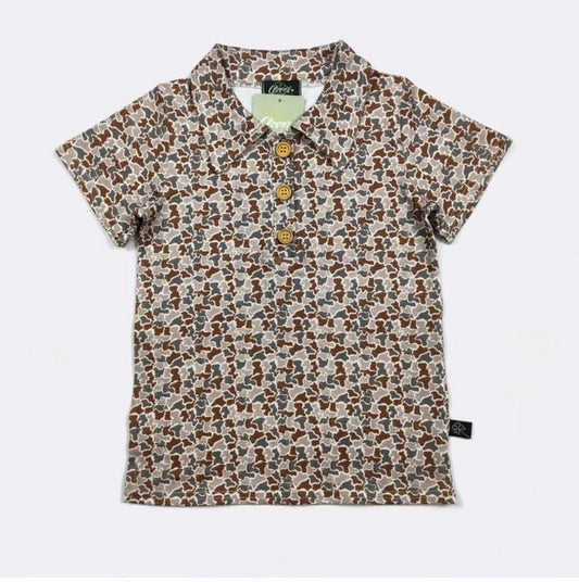 Clothing for Baby Boy - Distressed Camo Boy Collar Shirt
