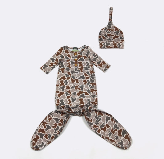 Clothing for Baby Boy - Distressed Camo Knotted Gown
