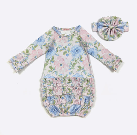 Clothing for Baby Girl - Cotton Candy Poppy Baby Gown fits Newborn to 3 Months