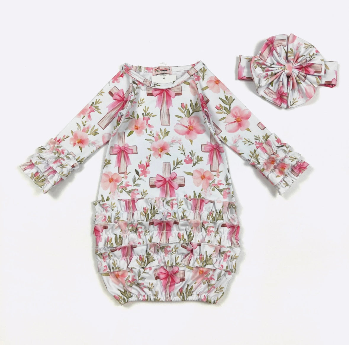 Clothing for Baby Girl - Faith N Floral Baby Gown fits Newborn to 3 Months