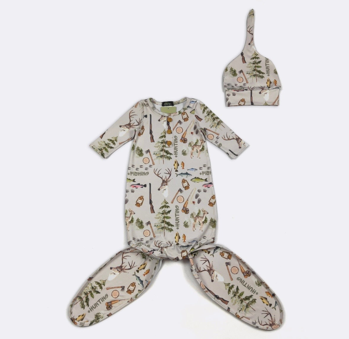 Clothing for Baby Boy - Fishing & Hunting Knotted Gown