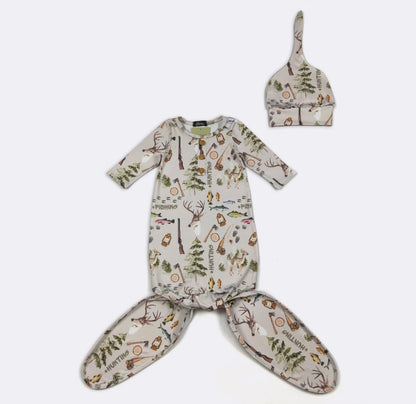 Clothing for Baby Boy - Fishing & Hunting Knotted Gown