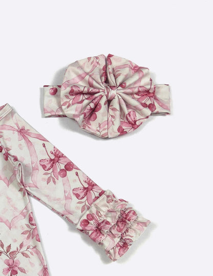 Clothing for Baby Girl - Mauve Cherries Baby Gown fits Newborn to 3 Months