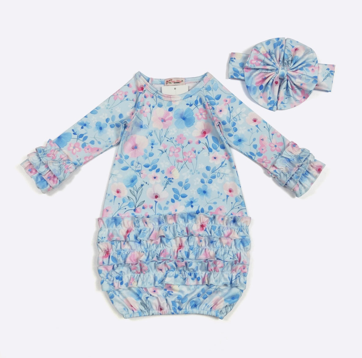 Clothing for Baby Girl - Winter Blues Baby Gown fits Newborn to 3 Months