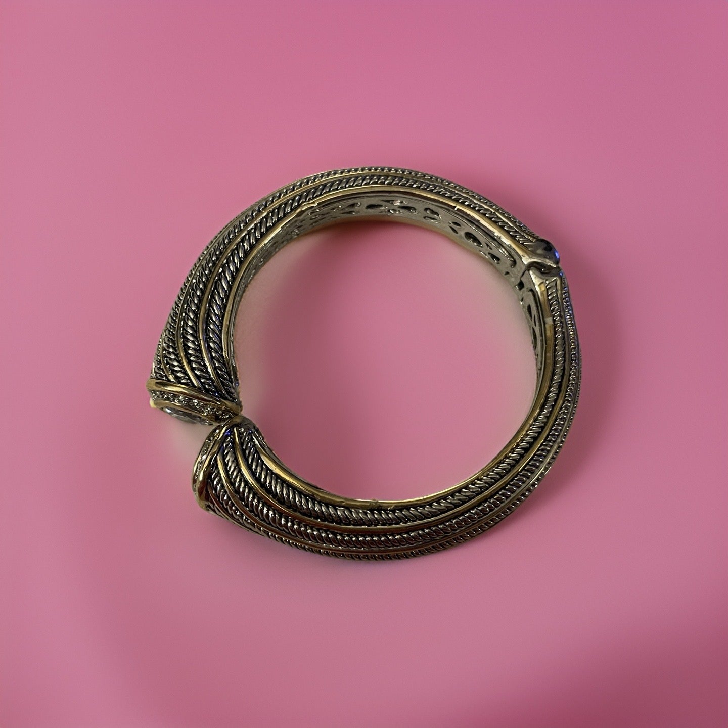 Designer Style 2 Tone  hinged cable bracelet