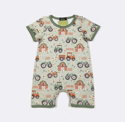 Clothing for Baby Boy - SS Green Gander Farm Boy Romper