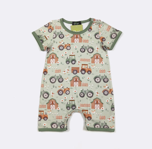 Clothing for Baby Boy - SS Green Gander Farm Boy Romper