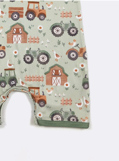 Clothing for Baby Boy - SS Green Gander Farm Boy Romper