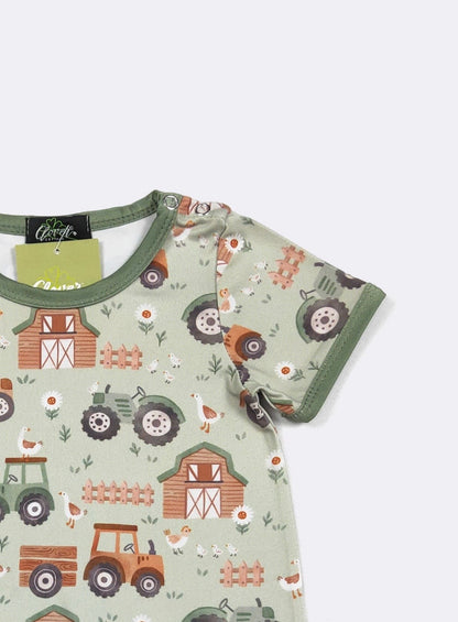 Clothing for Baby Boy - SS Green Gander Farm Boy Romper