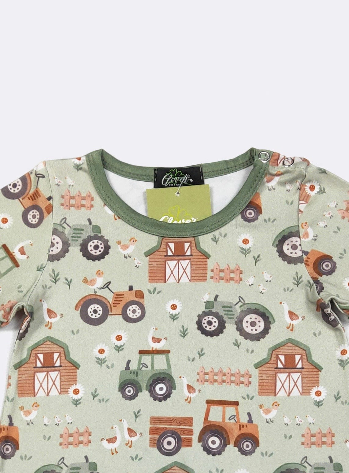 Clothing for Baby Boy - SS Green Gander Farm Boy Romper