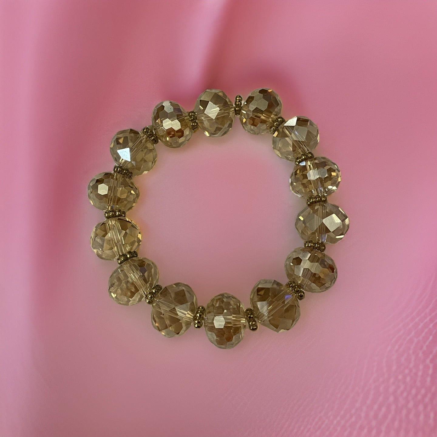 Sparkling Faceted Round Crystal Bead Stretch Bracelet - available in 3 colors