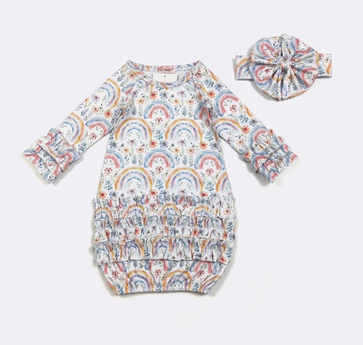 Clothing for Baby Girl - Watercolor Rainbow Baby Gown