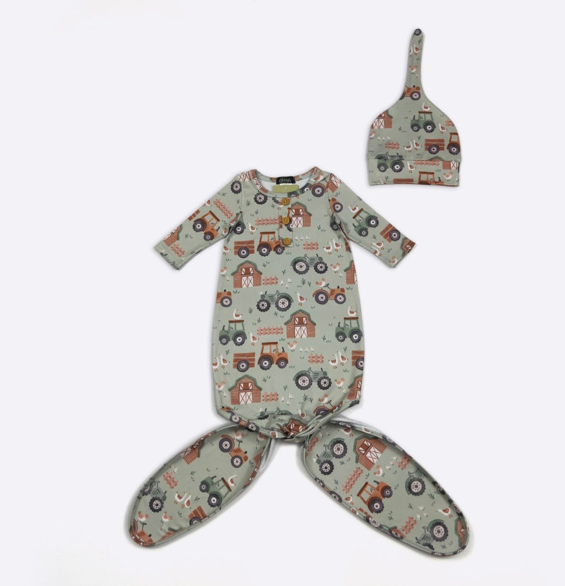 Clothing for Baby Boy - Green Gander Farm Baby Knotted Gown