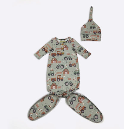 Clothing for Baby Boy - Green Gander Farm Baby Knotted Gown