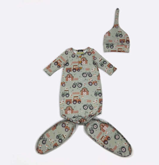 Clothing for Baby Boy - Green Gander Farm Baby Knotted Gown