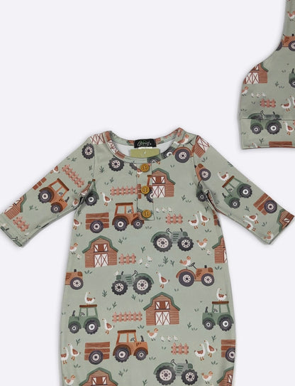 Clothing for Baby Boy - Green Gander Farm Baby Knotted Gown