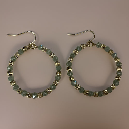 Faceted & Gold Bead Hoop Earrings - Available in 3 colors