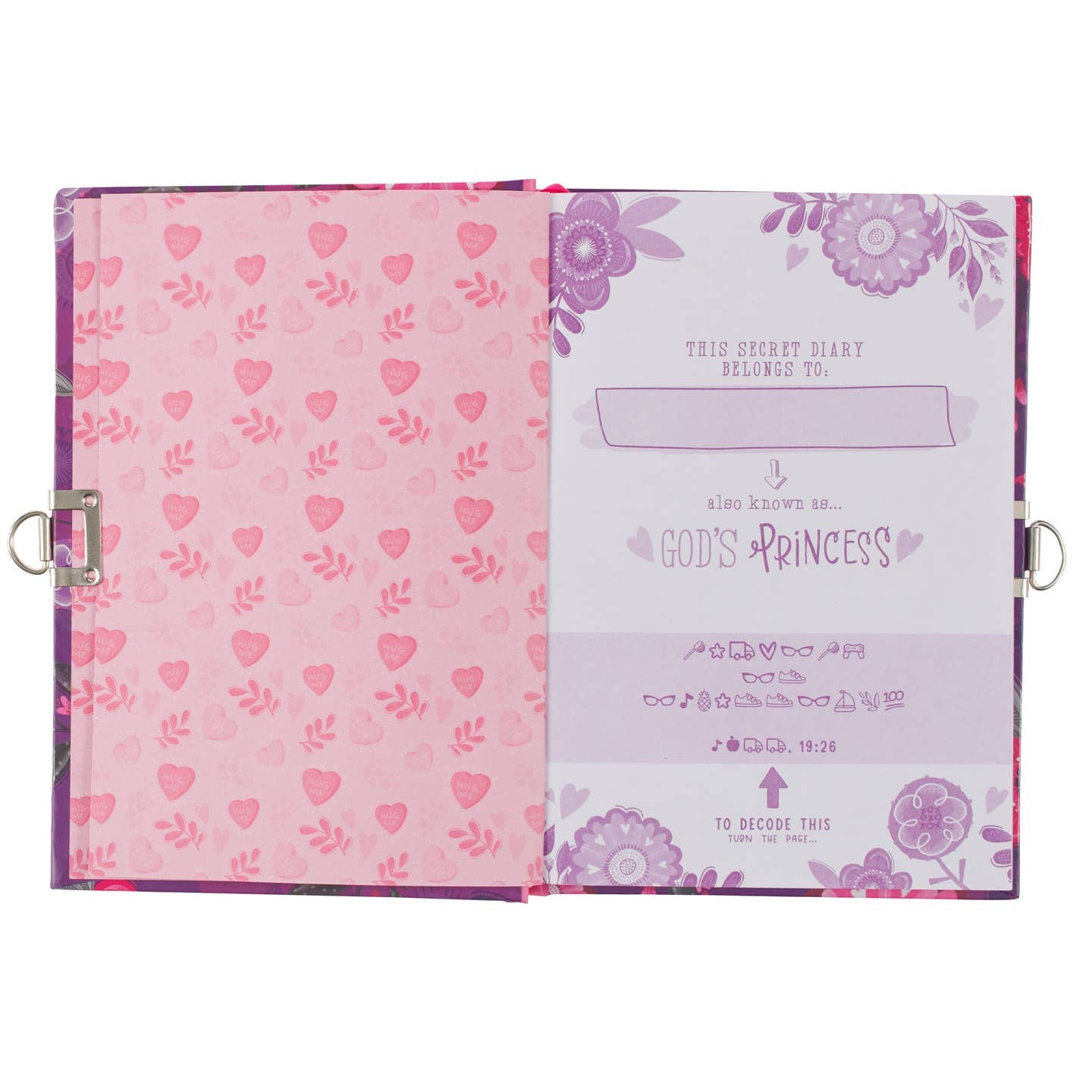 Secret Diary with Lock/Keys, Girls Interactive Christian Purple/Pink Journal with Writing Prompts Teen, Tween God’s Princess 1 Peter 2:9 Bible Verse