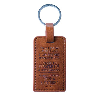 I Know the Plans Tawny Brown Faux Leather Key Ring - Jeremiah 29:11