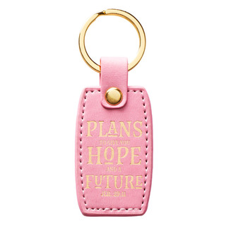 Hope and Future Pink Faux Leather Key Ring - Jeremiah 29:11